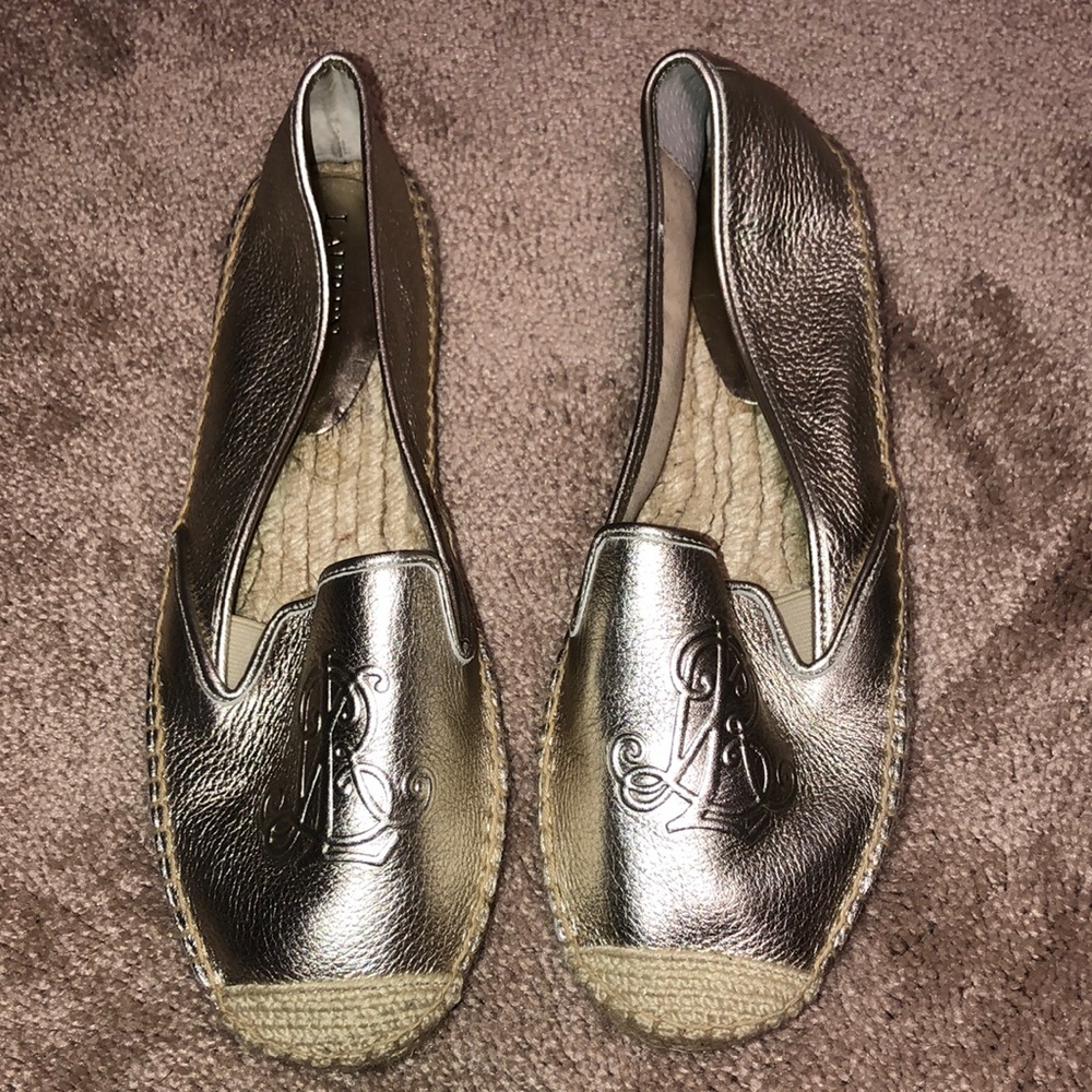 Ralph Lauren gold espadrilles